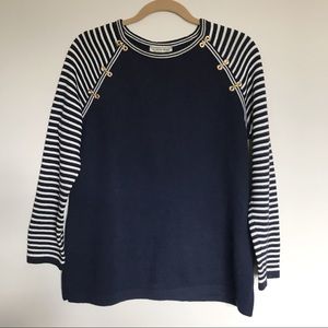 St. John Sport by Marie Gray Striped Sweater Size Small Blue Nautical Coastal